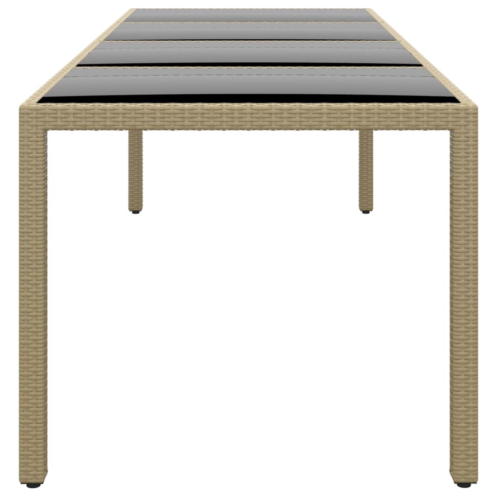 Tuintafel met glazen blad poly rattan