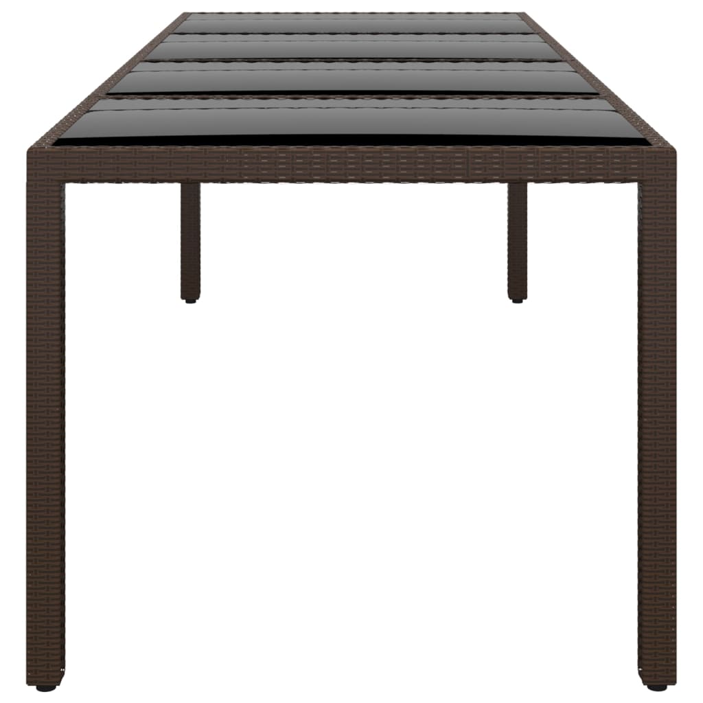 Table de jardin avec plateau en verre poly rotin