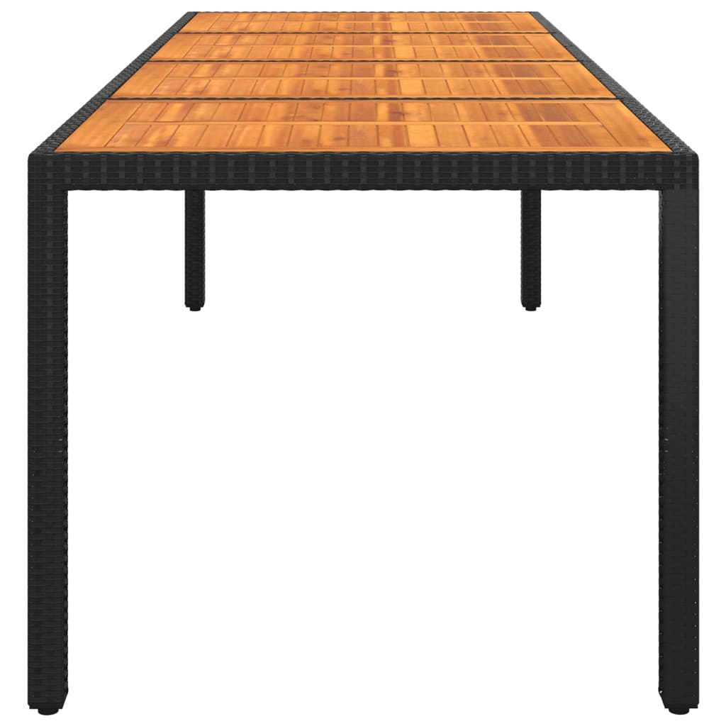 Table de jardin 250x100x75 cm bois d'acacia et poly rotin