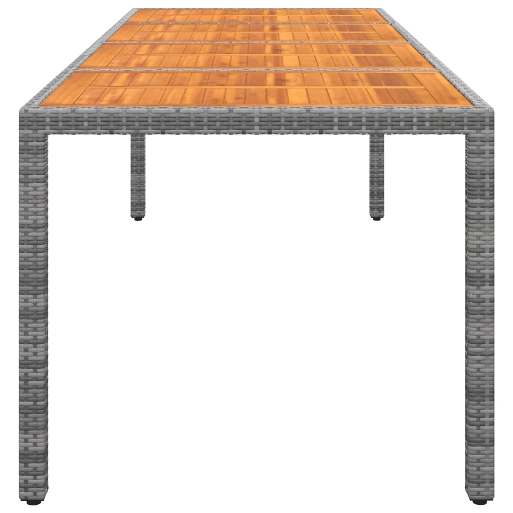 Table de jardin 250x100x75 cm bois d'acacia et poly rotin