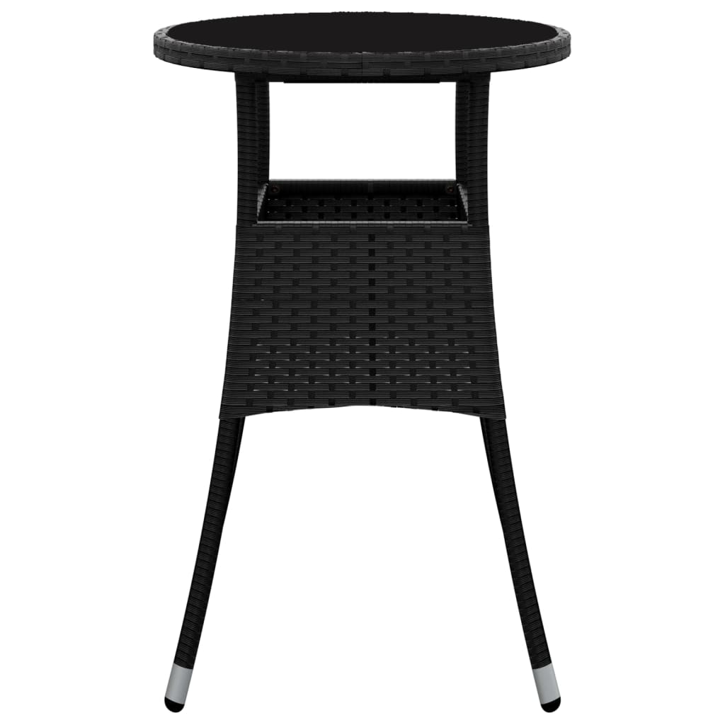 Table de jardin Ø60x75 cm verre trempé et poly rotin