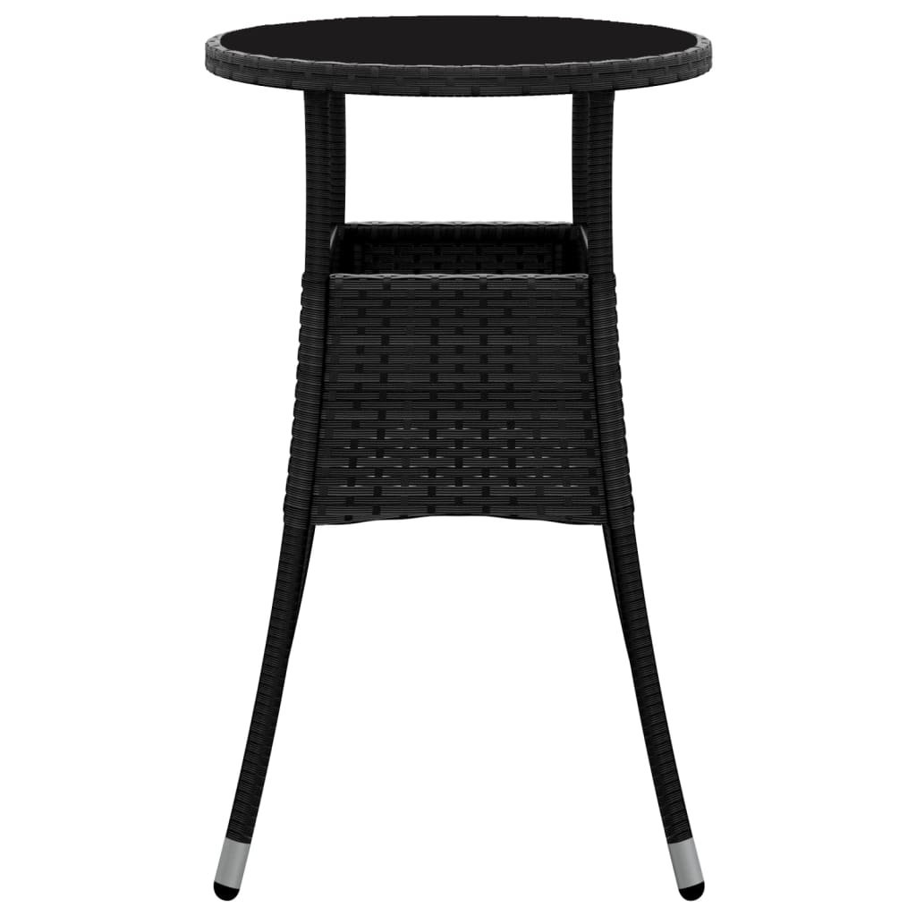 Table de jardin Ø60x75 cm verre trempé et poly rotin