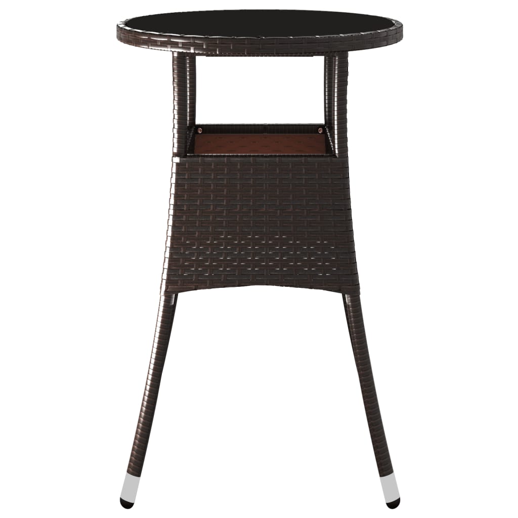 Table de jardin Ø60x75 cm verre trempé et poly rotin