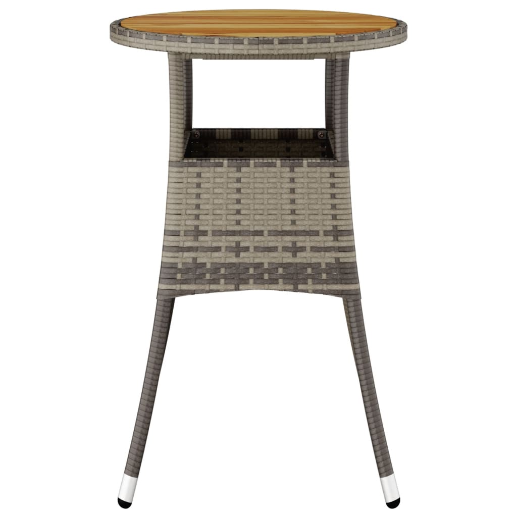 Table de jardin Ø60x75 cm bois d'acacia et poly rotin