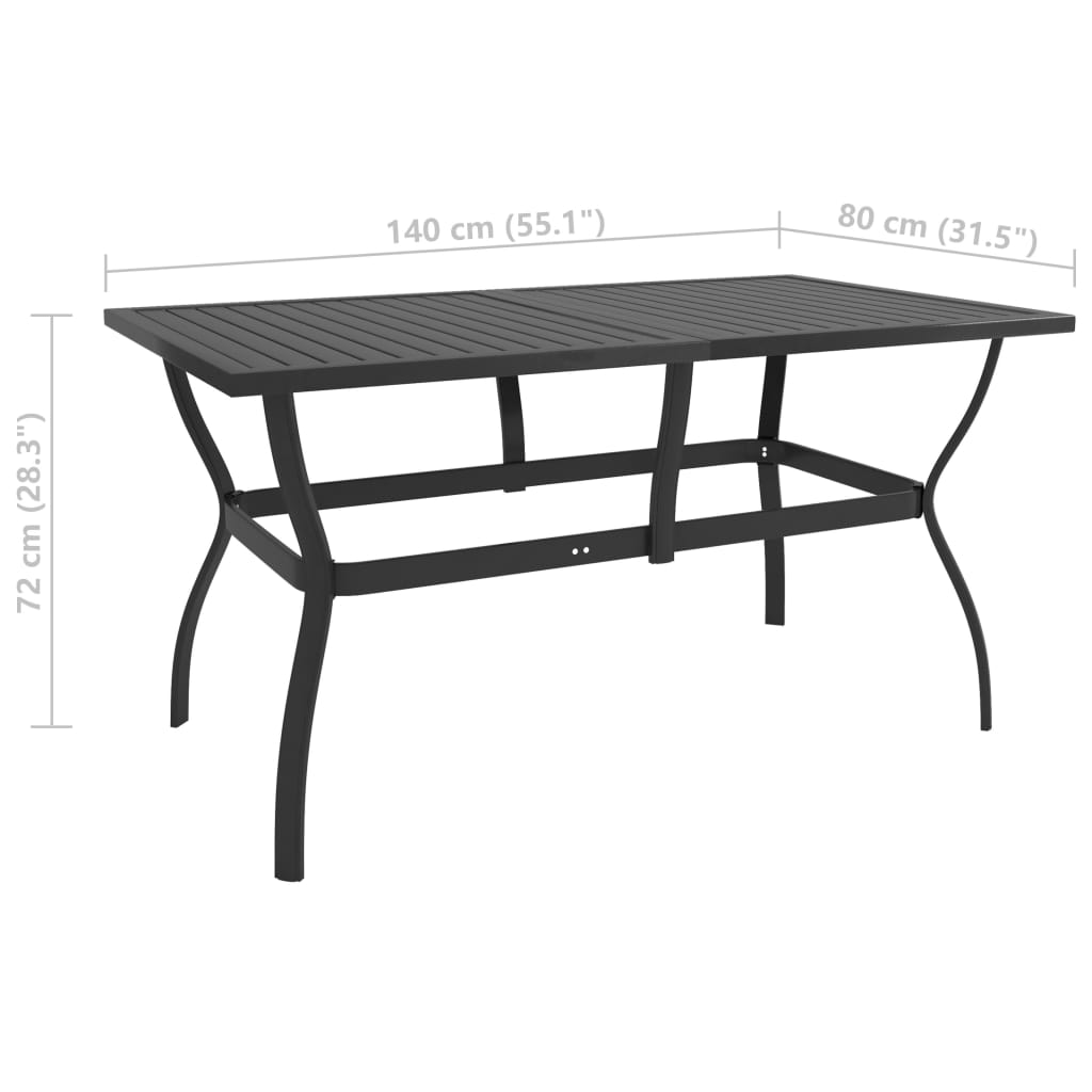 Table de jardin 140x80x72 cm en acier