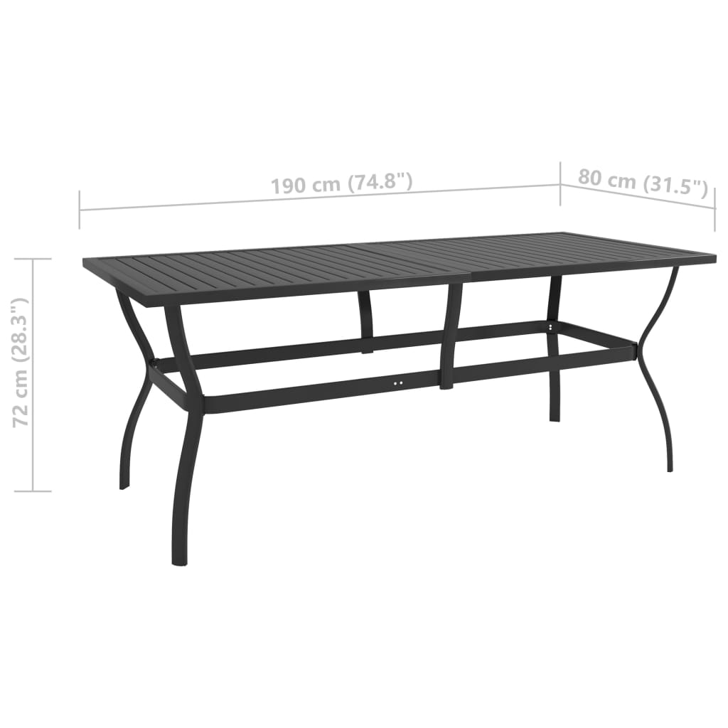 Table de jardin 140x80x72 cm en acier