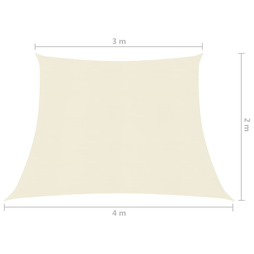 Zonnezeil 160 g/m² 4/5x4 m HDPE crèmekleurig