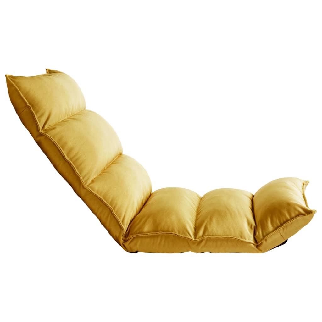 Chaise de sol pliable en tissu jaune moutarde