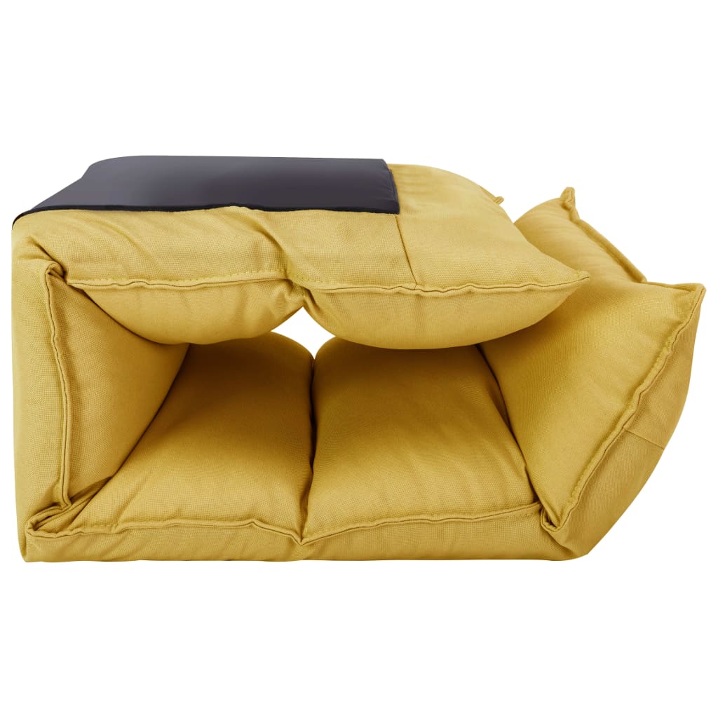 Chaise de sol pliable en tissu jaune moutarde