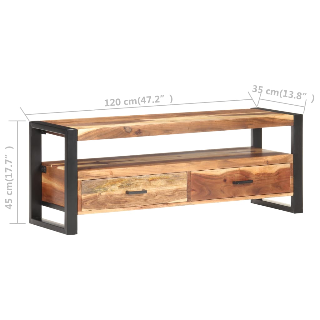 Meuble TV 120x35x45 cm en bois de manguier massif