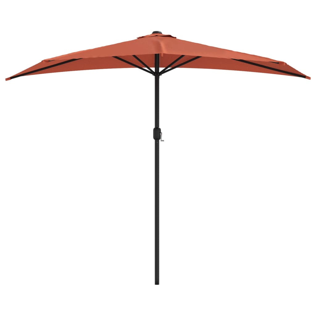 Balkonparasol half met aluminium paal 270x144x222 cm terracotta