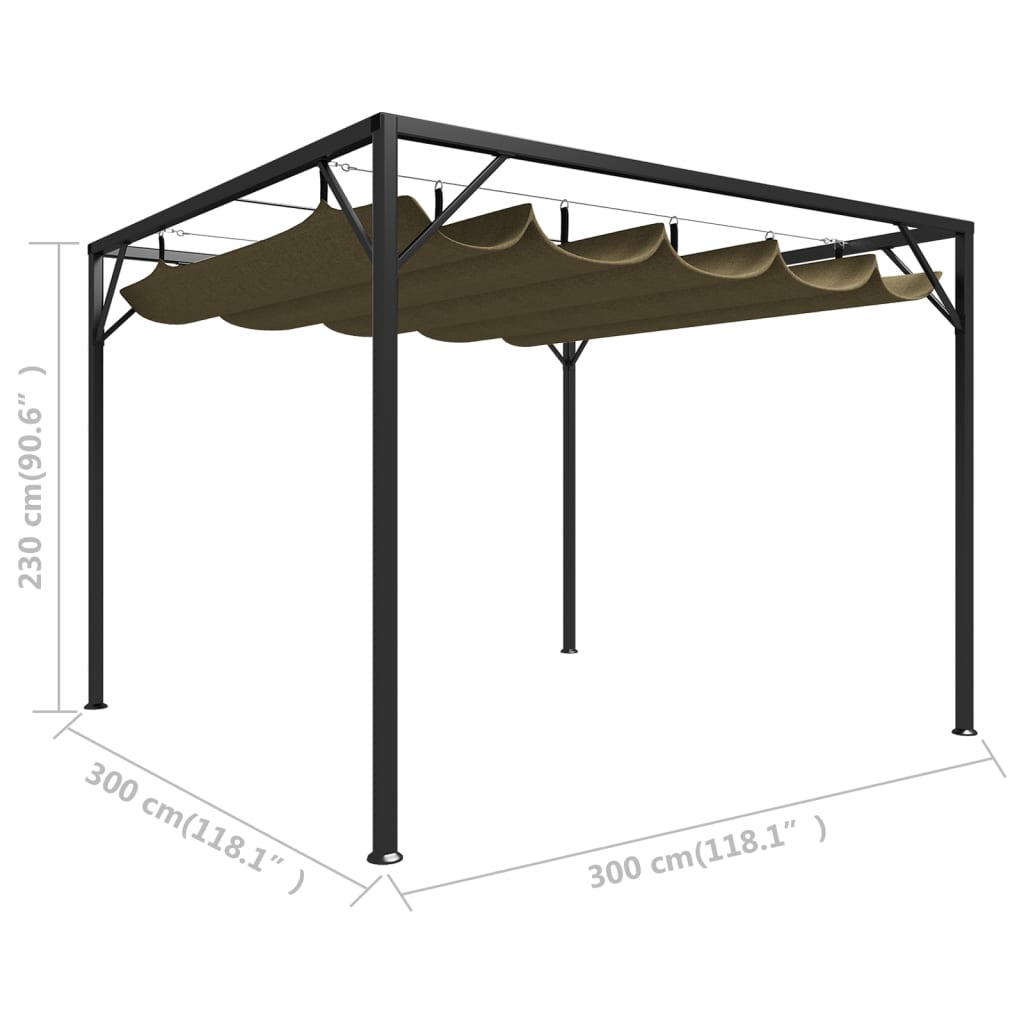 Tonnelle de jardin avec toit rétractable 180 g/m² 3x3 m