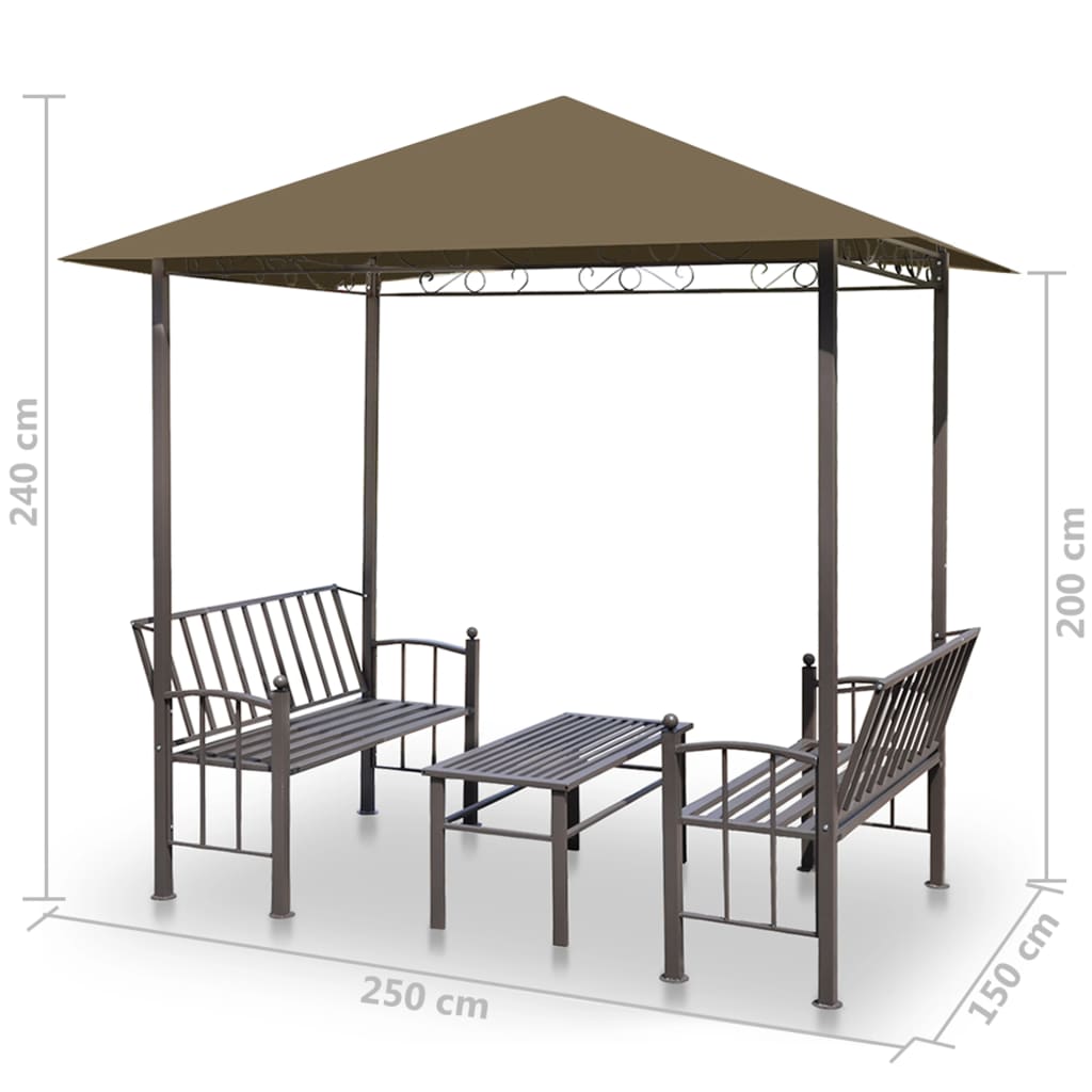 Tuinpaviljoen met tafel en bankjes 180 g/m² 2,5x1,5x2,4 m