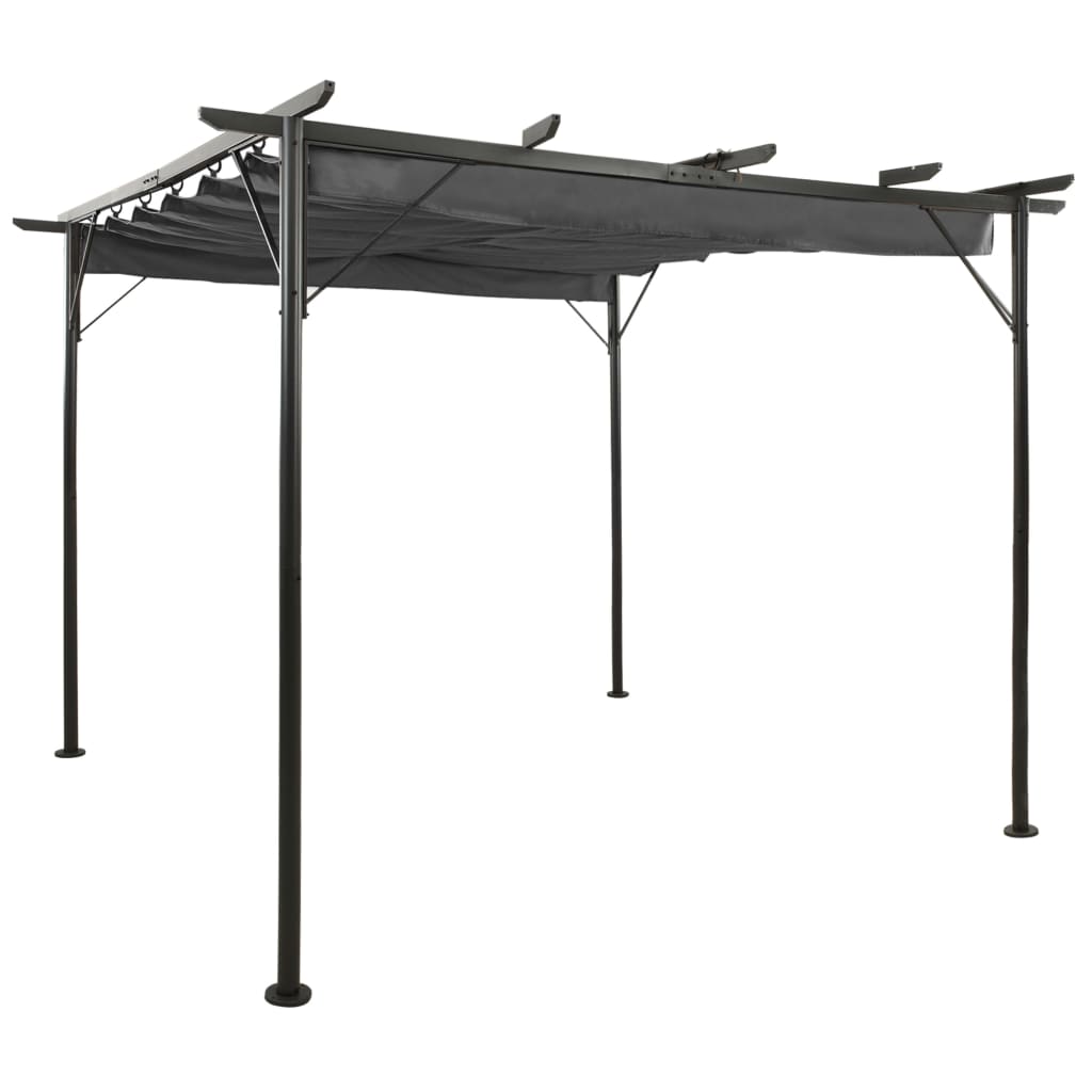 Pergola met uittrekbaar dak 180 g/m² 3x3 m staal