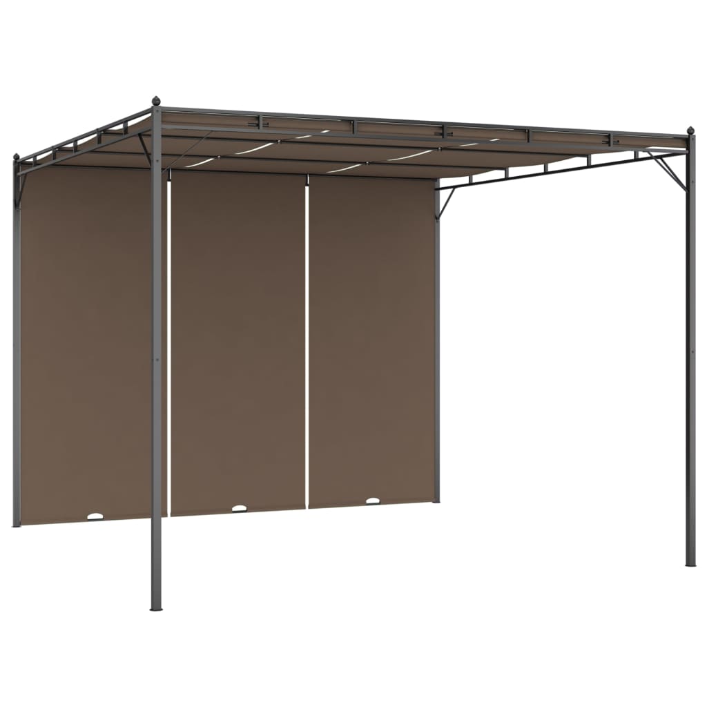 Tuinprieel met zijgordijn 4x3x2,25 m taupe