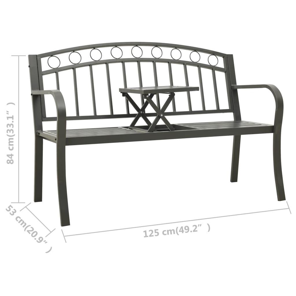 Banc de jardin 125 cm acier noir