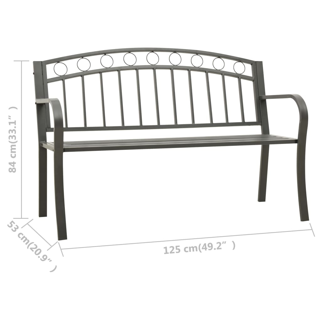 Banc de jardin 125 cm acier noir