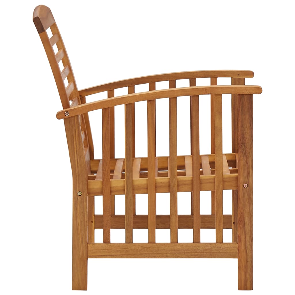 Chaises de jardin 2 pcs avec coussins en bois d'acacia massif