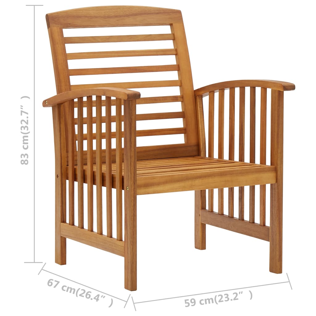 Chaises de jardin 2 pcs avec coussins en bois d'acacia massif