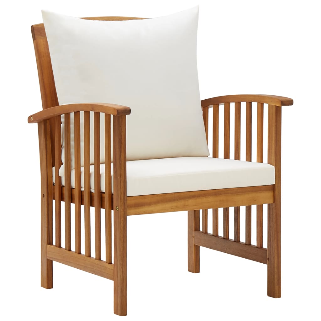 Chaises de jardin 2 pcs avec coussins en bois d'acacia massif