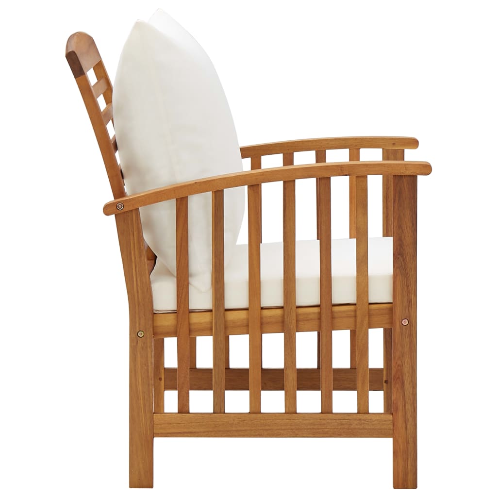 Chaises de jardin 2 pcs avec coussins en bois d'acacia massif