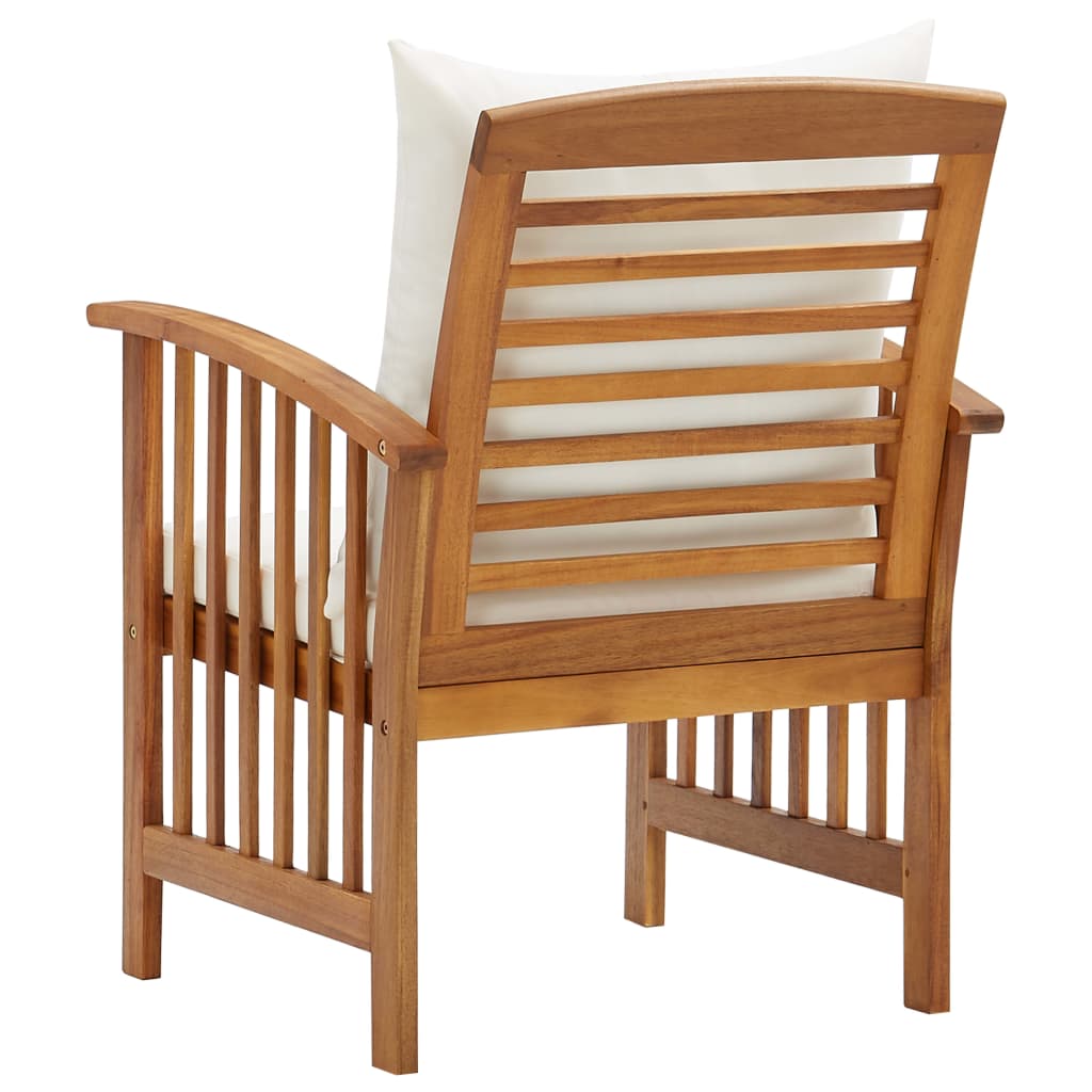 Chaises de jardin 2 pcs avec coussins en bois d'acacia massif