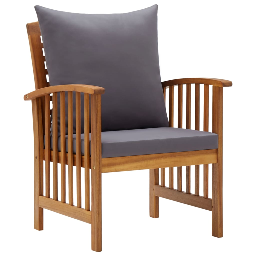 Chaises de jardin 2 pcs avec coussins en bois d'acacia massif