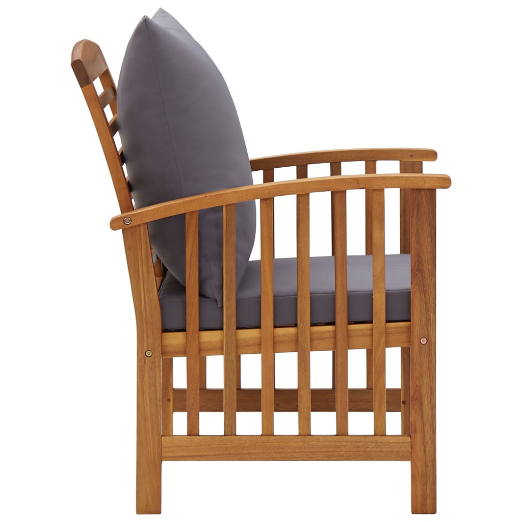 Chaises de jardin 2 pcs avec coussins en bois d'acacia massif