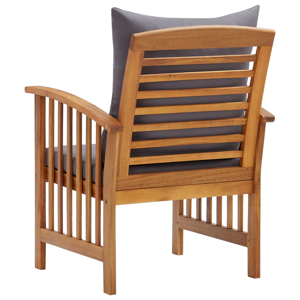 Chaises de jardin 2 pcs avec coussins en bois d'acacia massif