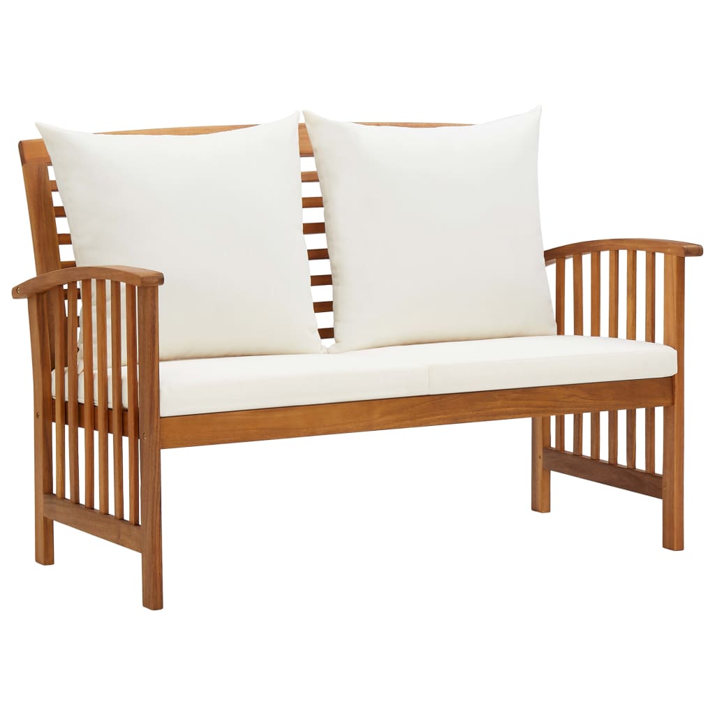 Banc de jardin avec coussins 119 cm en bois d'acacia massif