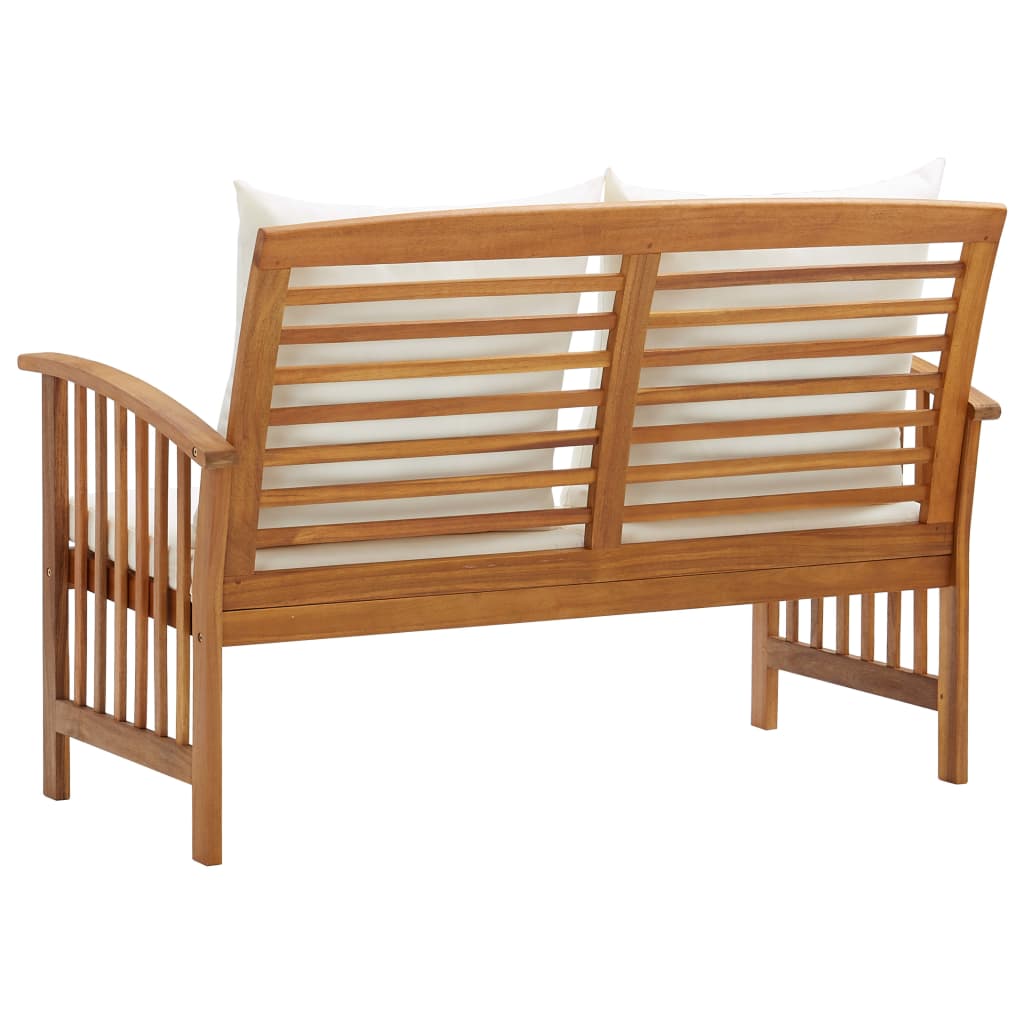 Banc de jardin avec coussins 119 cm en bois d'acacia massif