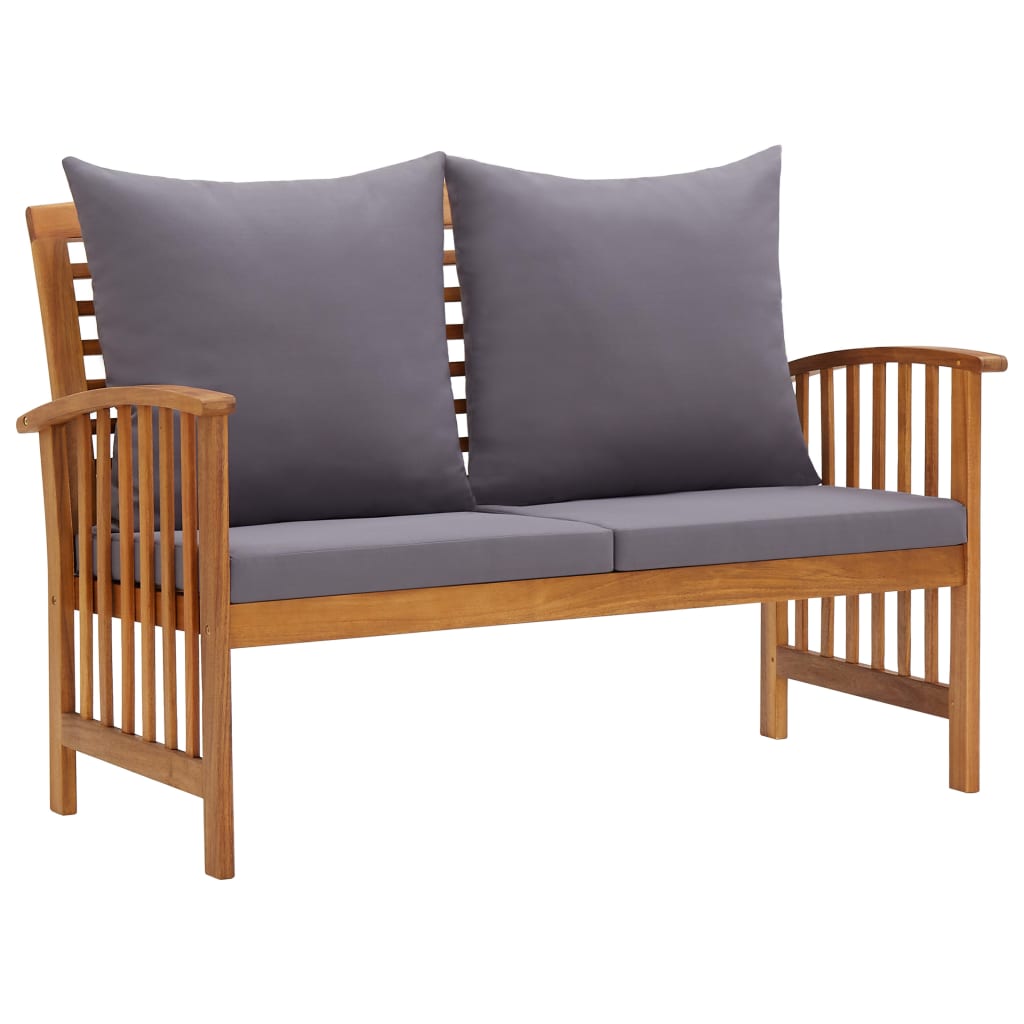 Banc de jardin avec coussins 119 cm en bois d'acacia massif