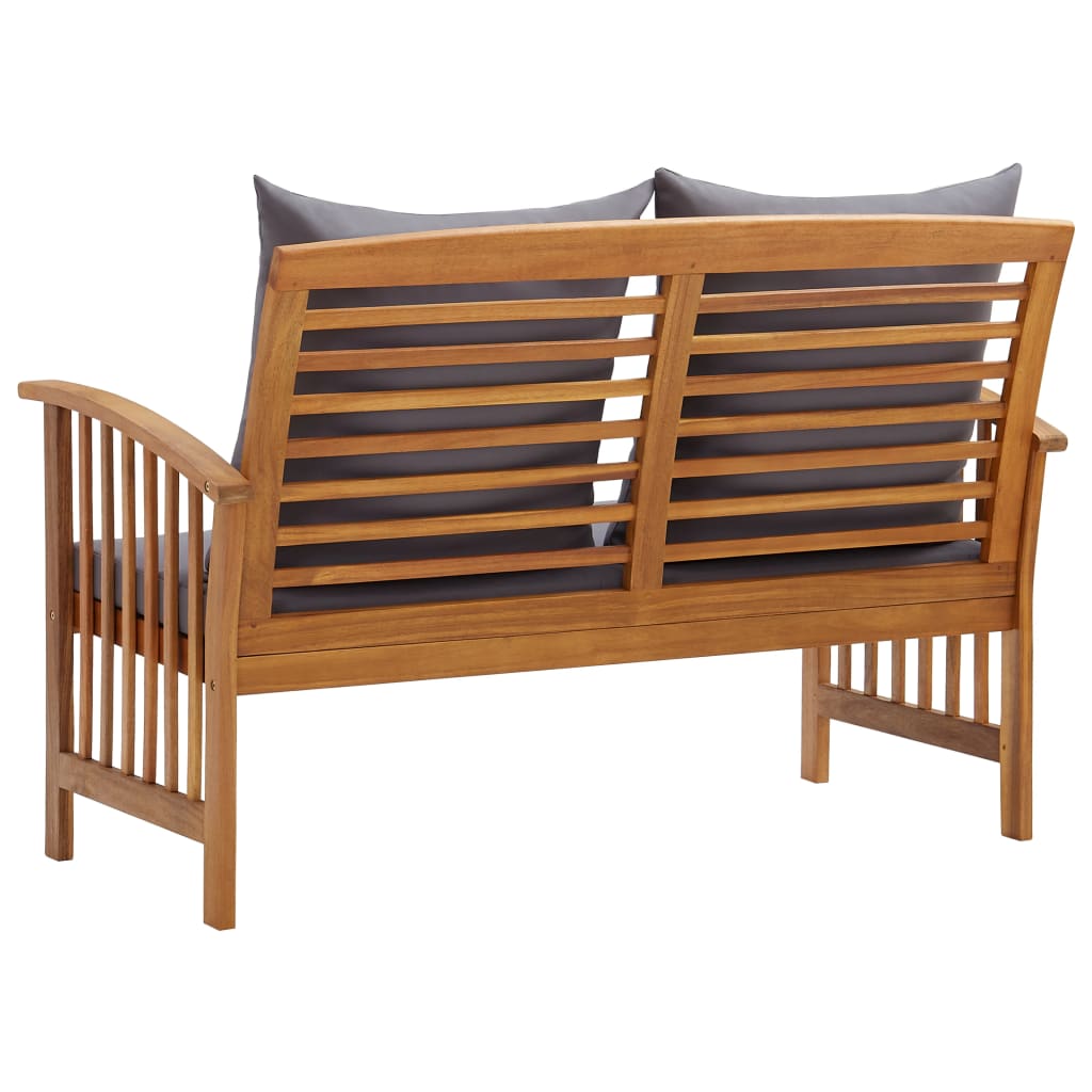 Banc de jardin avec coussins 119 cm en bois d'acacia massif