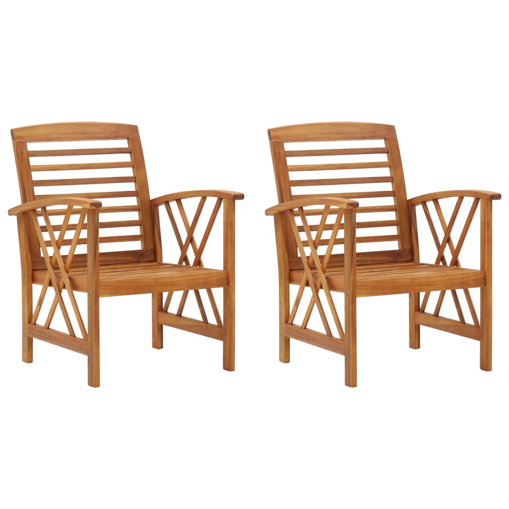 Chaises de jardin 2 pcs avec coussins en bois d'acacia massif