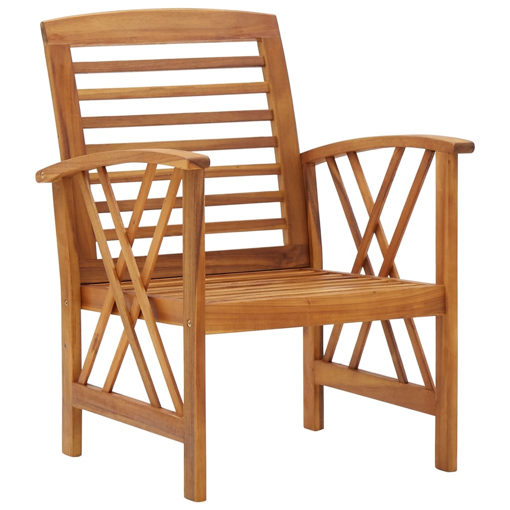 Chaises de jardin 2 pcs avec coussins en bois d'acacia massif