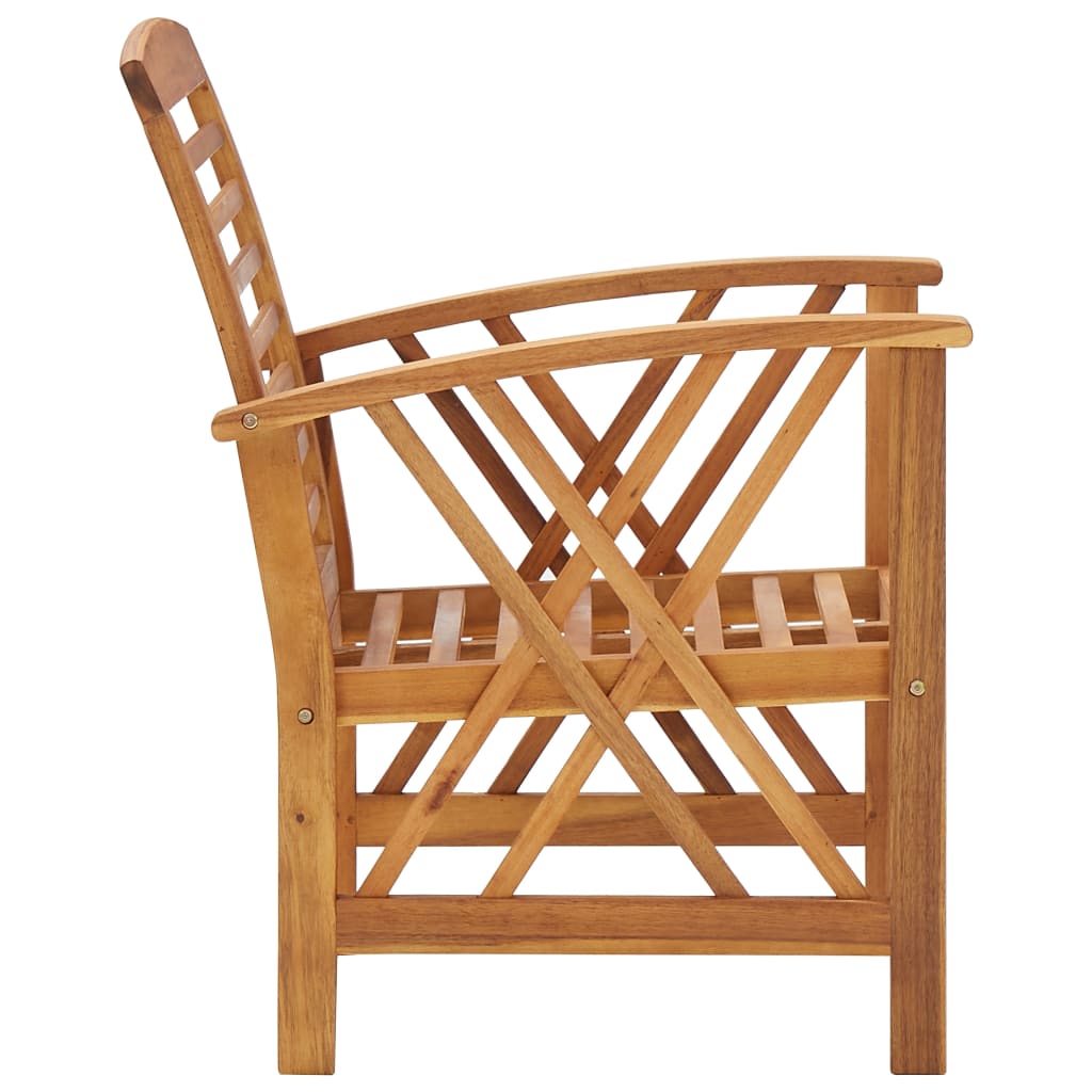 Chaises de jardin 2 pcs avec coussins en bois d'acacia massif