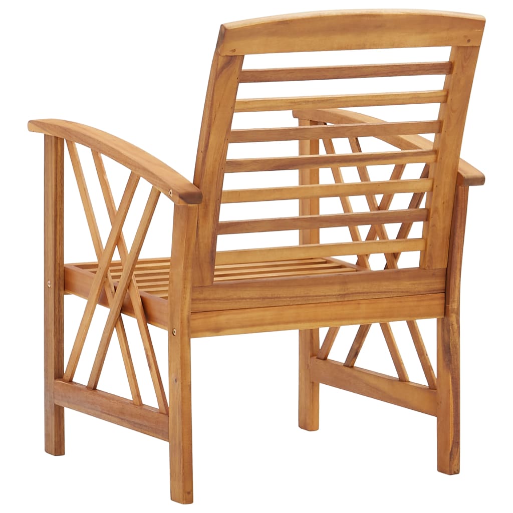 Chaises de jardin 2 pcs avec coussins en bois d'acacia massif