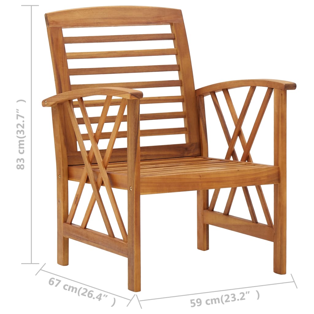 Chaises de jardin 2 pcs avec coussins en bois d'acacia massif