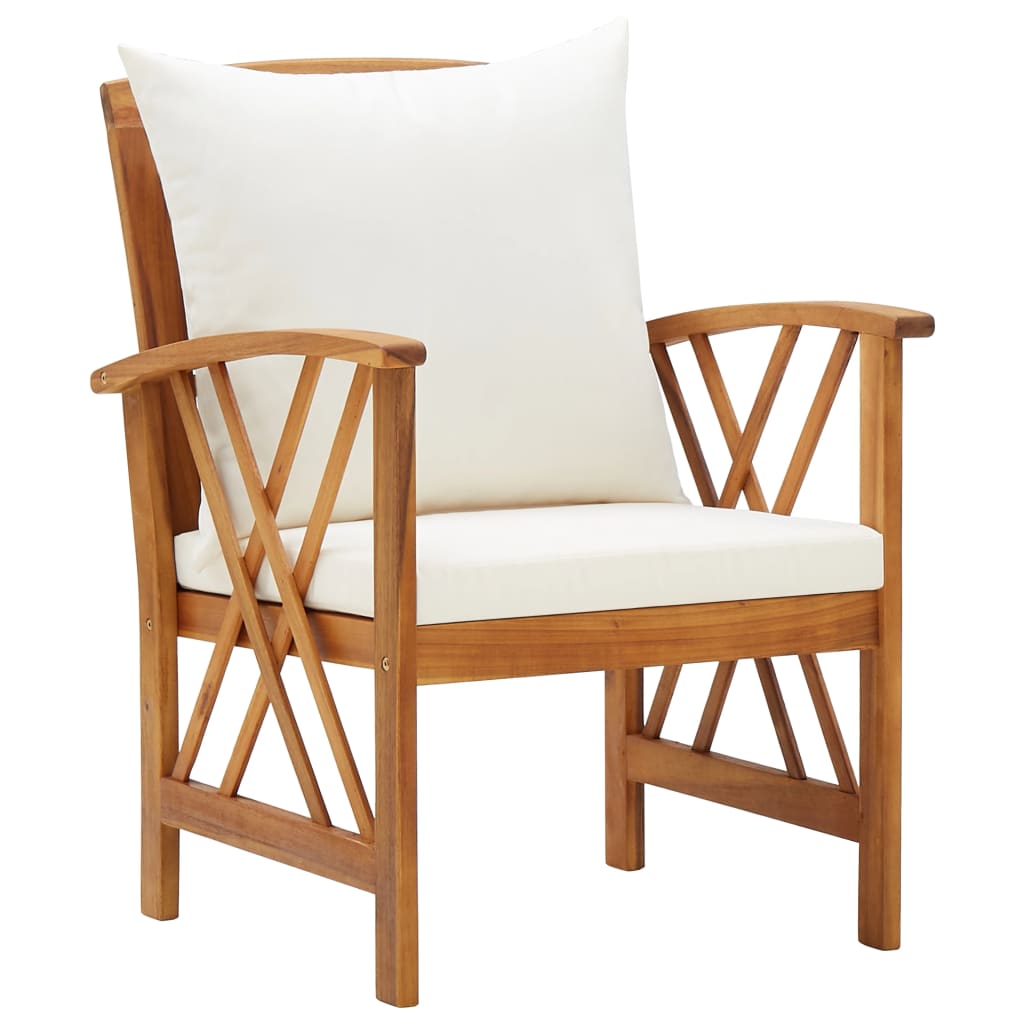 Chaises de jardin 2 pcs avec coussins en bois d'acacia massif