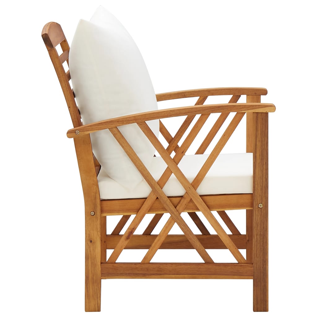 Chaises de jardin 2 pcs avec coussins en bois d'acacia massif