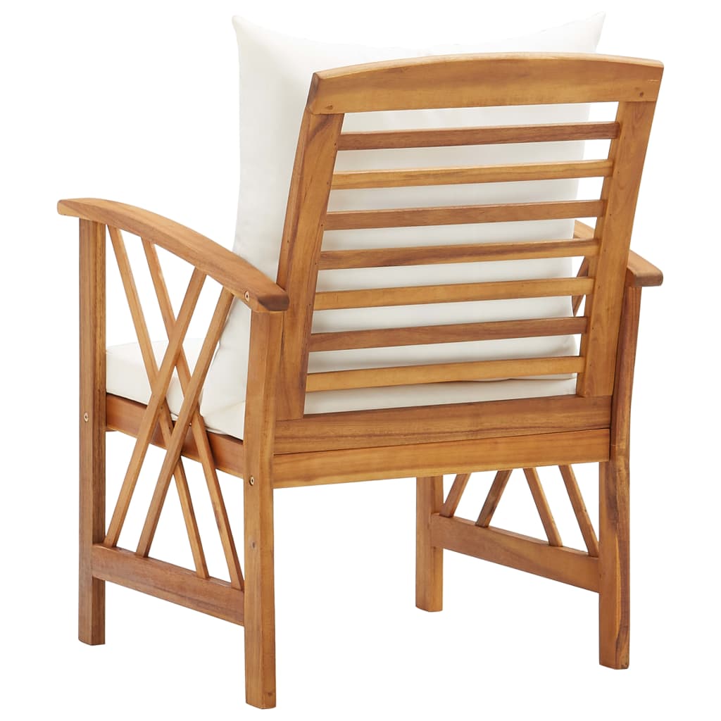 Chaises de jardin 2 pcs avec coussins en bois d'acacia massif