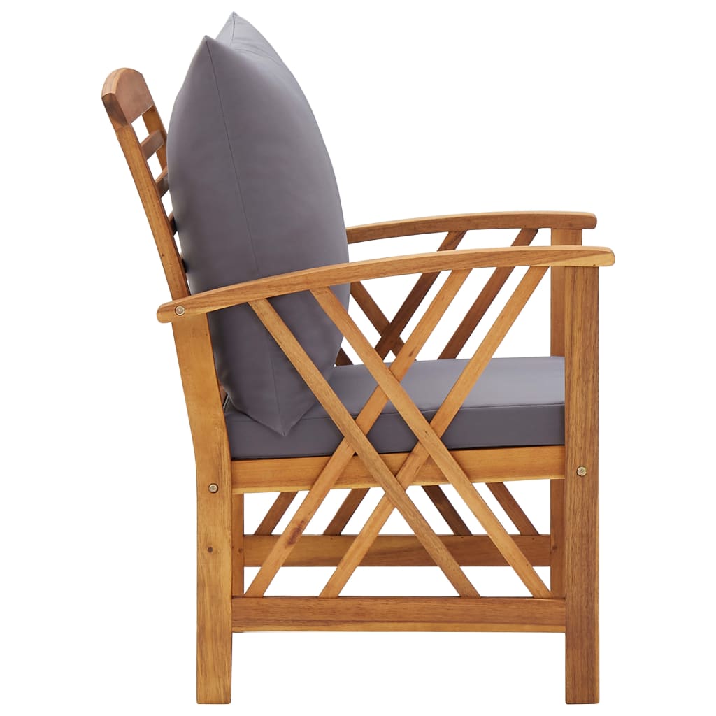 Chaises de jardin 2 pcs avec coussins en bois d'acacia massif