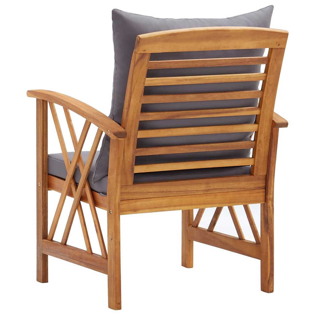 Chaises de jardin 2 pcs avec coussins en bois d'acacia massif