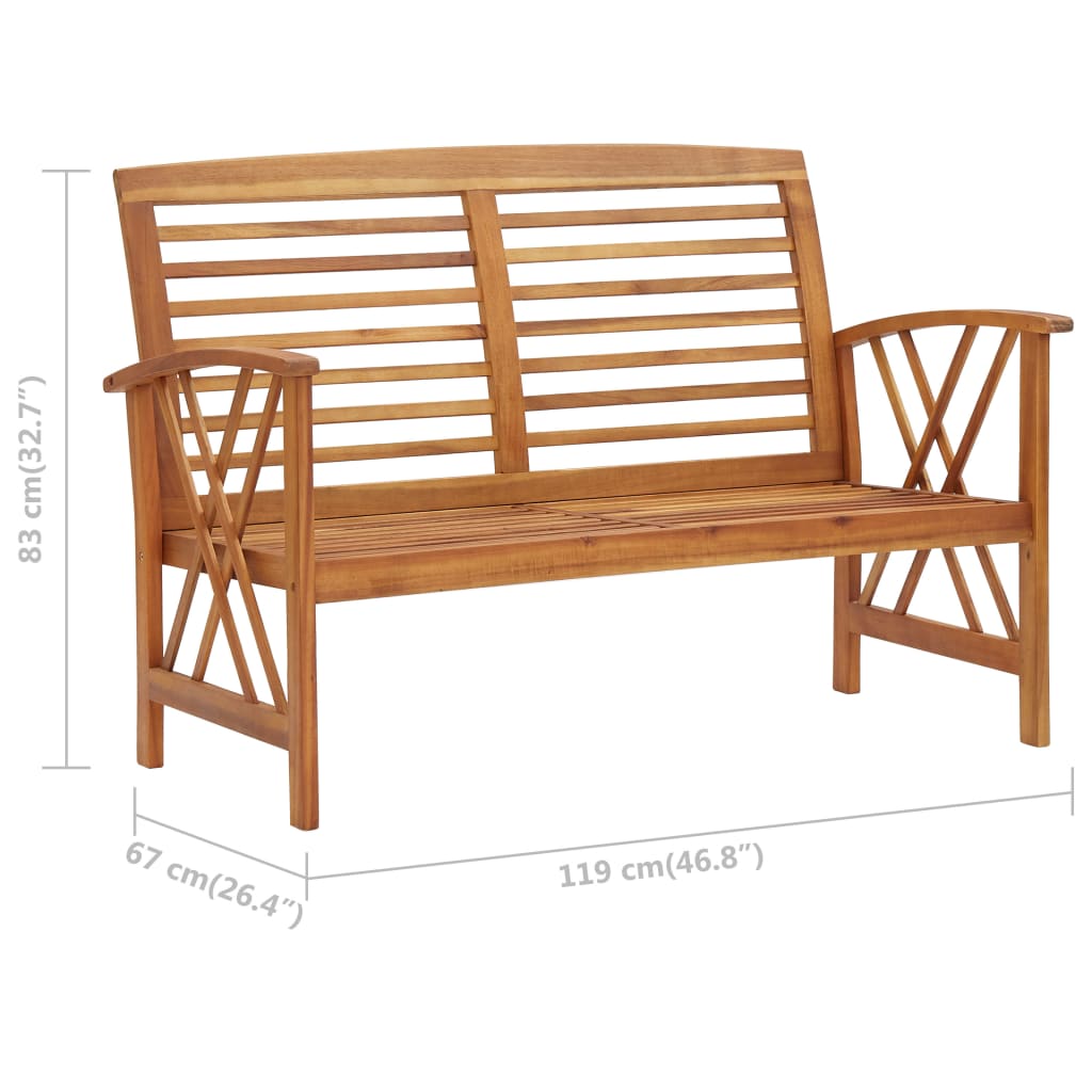 Banc de jardin avec coussins 119 cm en bois d'acacia massif