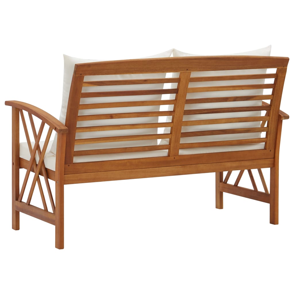 Banc de jardin avec coussins 119 cm en bois d'acacia massif