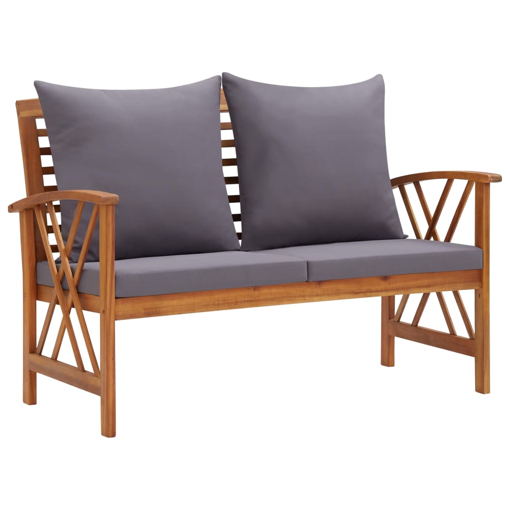 Banc de jardin avec coussins 119 cm en bois d'acacia massif