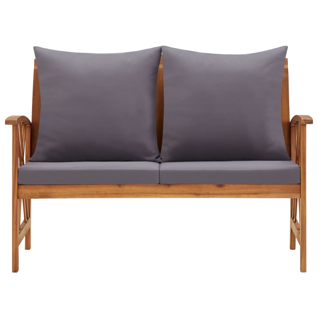 Banc de jardin avec coussins 119 cm en bois d'acacia massif