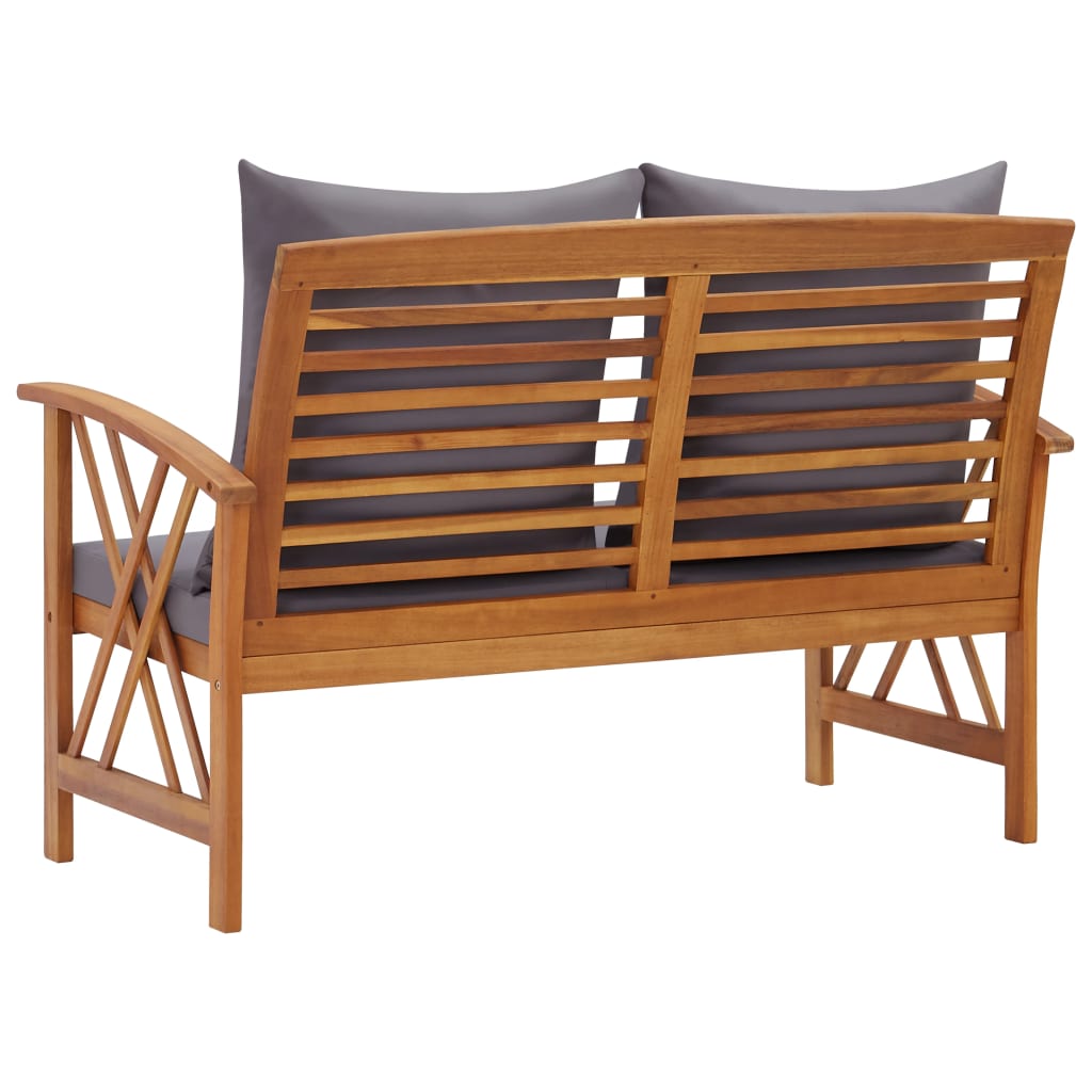 Banc de jardin avec coussins 119 cm en bois d'acacia massif