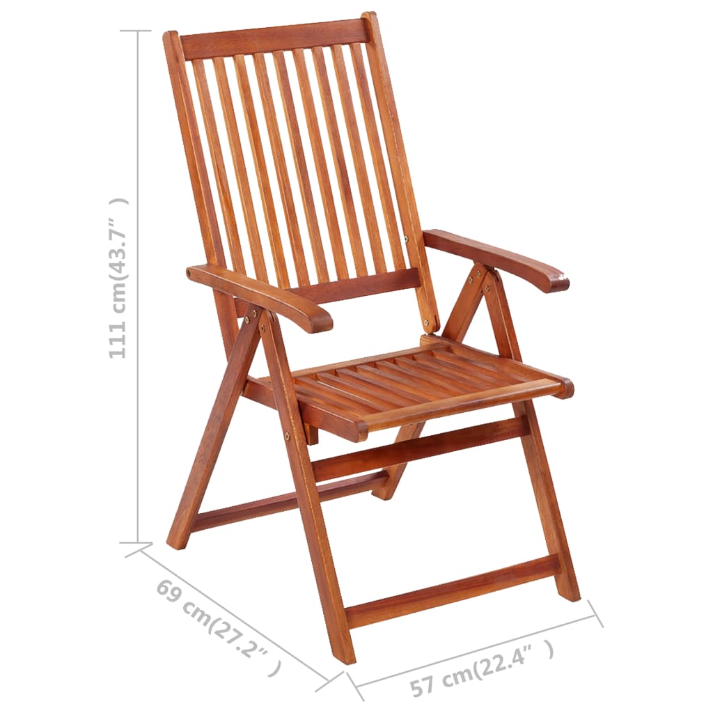 Chaises de jardin pliantes 3 pcs en bois d'acacia massif