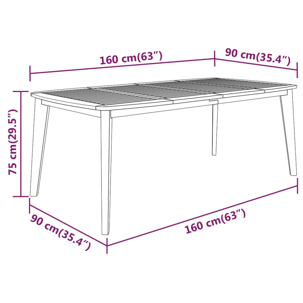 Tuintafel 200x100x75 cm massief acaciahout